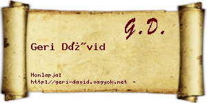 Geri Dávid névjegykártya